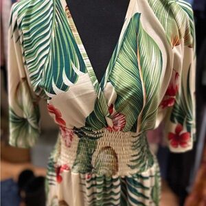 Hawaiian Tropical Leaf Print Dress